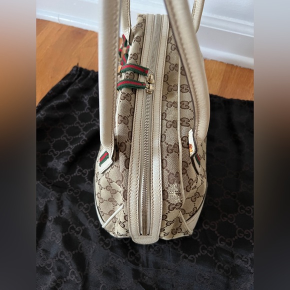 Gucci GG Canvas Princy Shoulder Bag Red Green bow White Beige with dust bag - Picture 13 of 15